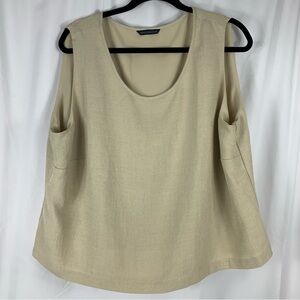 Windsmoor Sleeveless Top Beige Size 18 Lined Round Neck 100% Polyester